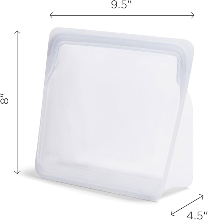 Stasher Premium Silicone Reusable Food Storage Stand-Up Bag Mega, Aqua, Microwave, Sous Vide, Dishwasher, Oven and Freezer Safe, BPA Free, Leak-free, Eco-friendly, 104 Oz