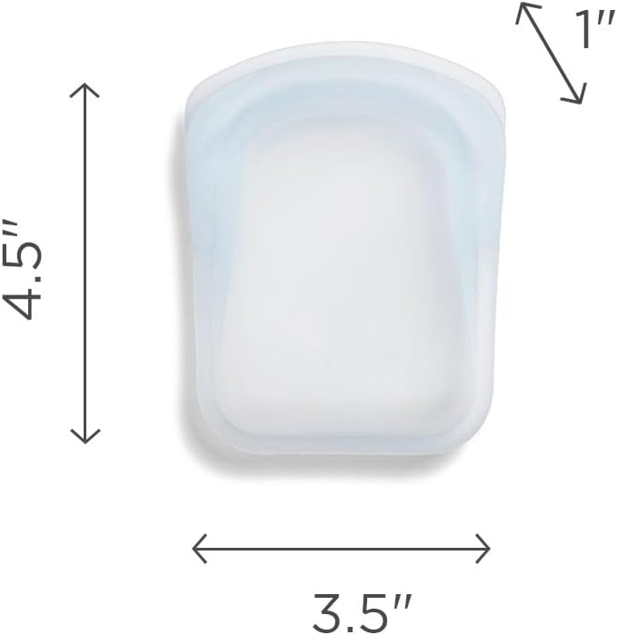 Stasher Premium Silicone Reusable Food Storage Pocket Bags, 2-Pack, Clear + Aqua, Multi-Use Food Storage Bags, Lunch Bag, Travel Containers, BPA Free, Leak-free, Dishwasher-Safe, Eco-friendly, 4 Oz