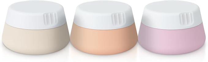 EZY DOSE Silicone Jar, Multi-Purpose Travel-Sized Container, Washable and Reusable, Versatile and Durable Container for Storage, Organizing and Preserving, Pink, Beige, and Peach, BPA Free, 3-Pack