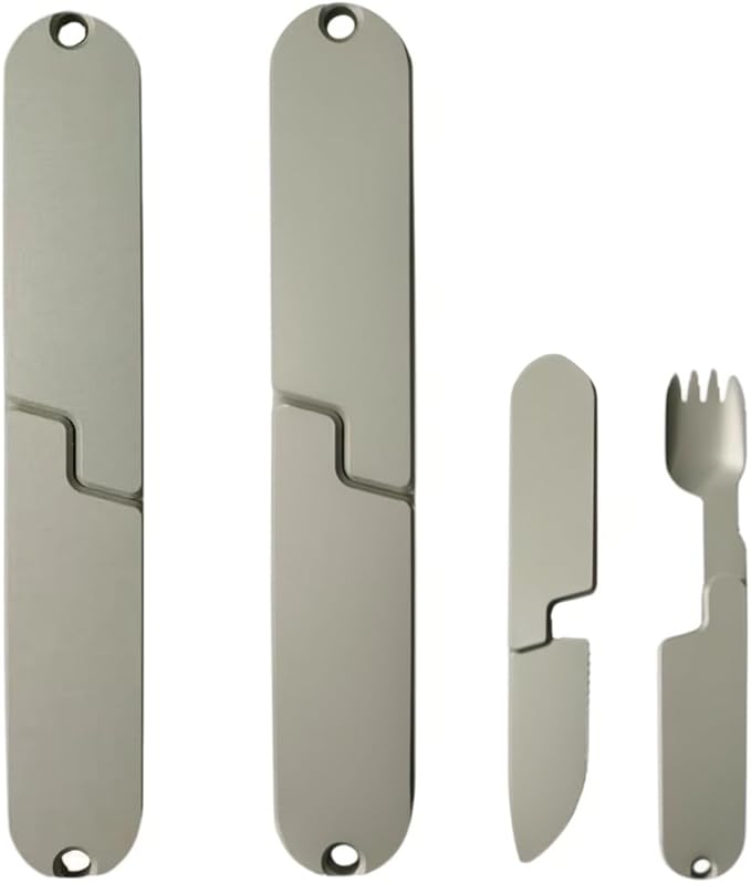 2-in-1 Camping Utensil Set – Knife Fork Combo for Picnic, Portable Outdoor Travel Flatware