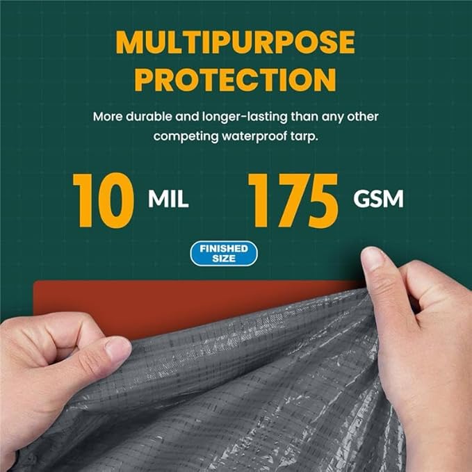 Tarp Cover 12X12 Silver/Black Heavy Duty Thick Material, Waterproof, Great for Tarpaulin Canopy Tent, Boat, RV Or Pool Cover! by Trademark Supplies