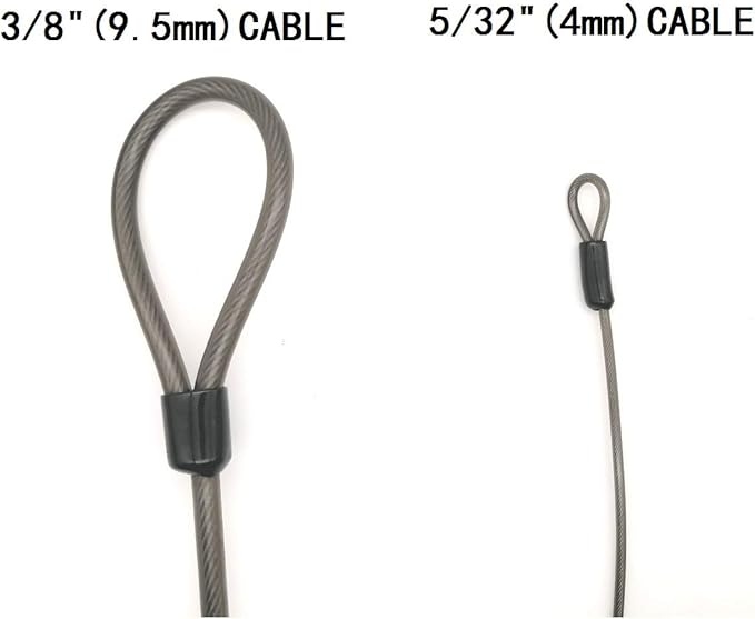 4mm Thick（5/32"） 7FT,15FT,30FT Braided Steel Coated Security Thin Cable Anti-Lost Steel Cable Luggage Lock Safety Cable Wire Double Loop (15FT)
