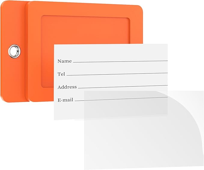 Gostwo 2 Pack Luggage Tags for Suitcases, 26 Initial Letter Travel Luggage Baggage Identification Labels ID Tag Fully Bendable Tags with Stainless Steel Loop (Orange) (Letter C)