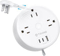TROND Travel Power Strip - Retractable Extension Cord 5ft Ultra Thin Flat Plug, Retractable Power Strip with 3 AC Outlets 3 USB Ports (2 USB C), Cruise Ship Essentials, for Home Hotel Dorm Room, White
