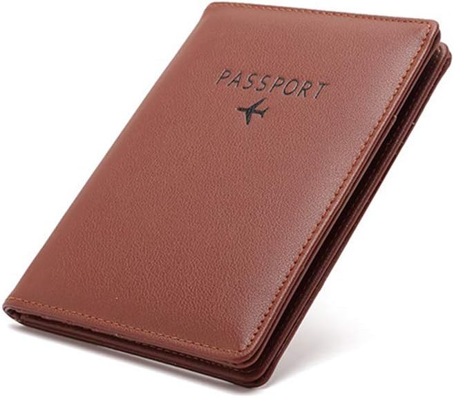 BAKUN Travel Wallet & Family Leather Passport Holder Cover RFID Blocking Travel Wallet, Leather Card Case, Travel Document Organizer Case(Coffee)