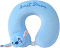 MINISO Disney Stitch Travel Pillow 100% Pure Memory Foam Neck Pillow, Airplane Pillow for Traveling Car Home Office Washable Cover