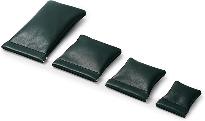 2 Pack PU Leather Slim Engagement Wedding Ring Pouch Leather Jewelry Pouch Christmas,Wedding Party Favor Gift Bag(Dark Green)