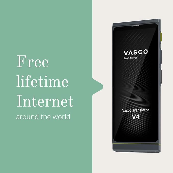 Vasco V4 Language Translator Device | 112 Languages | Free Lifetime Internet in Almost 200 Countries | Black Onyx