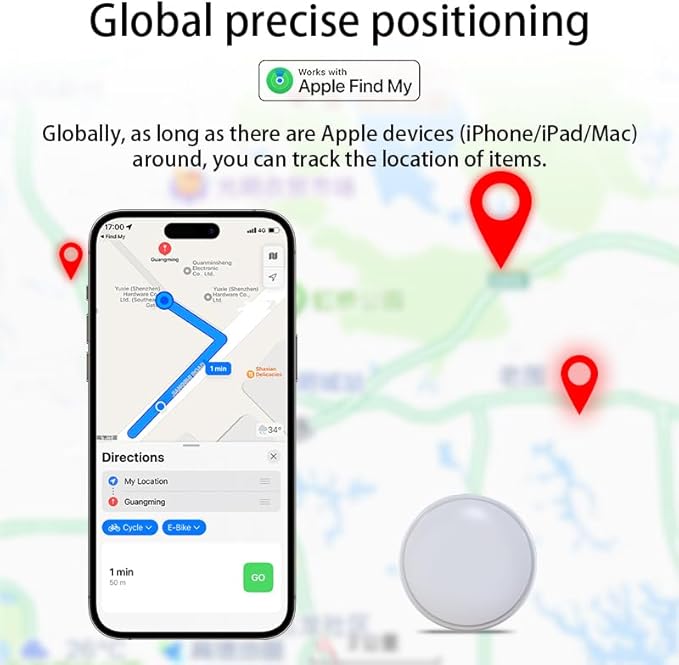 Key Finder, Bluetooth Tracker Tag, Works with Find My (iOS Only),Sound Location, Key Locator Tracker for Luggage, Suitcase, Wallet, Pet, Kid 4 Pack