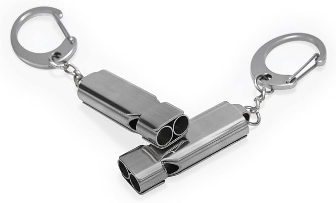 Whistle for Coaches Teachers, Emergency Survival Stainless Steel Whistles 2 Pack with Keychain for Referee Train Hiking Sports Boating Kayak Life Vest Jacket Lifeguard Outdoor Security