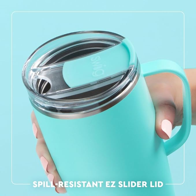 Swig Life 22oz Travel Mug, Insulated Tumbler with Handle and Lid, Travel Coffee Mug, Cup Holder Friendly, Stainless Steel 22 oz Tumbler, Reusable Insulated with Lid (Indiana)