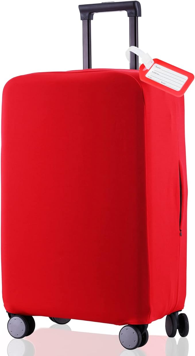 Travel Luggage Cover Suitcase Protector Scratch-Resistant Fit 19-31 Inch Suitcase, Not Included Suitcase (Red, SX(22-23 inch))