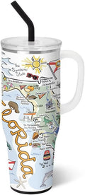 Swig Life 40oz Mega Mug, 40oz Tumbler with Handle and Straw, Extra Large Insulated Tumblers, Cup Holder Friendly Travel Mug (Florida)