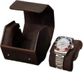 Genuine Leather Watch Roll Travel Case, Vintage Full Grain Leather Hexagon Watches Storage Organizer with Display Removable Pillows & Solid Dividers for Home Storage &Display (1 Slot)