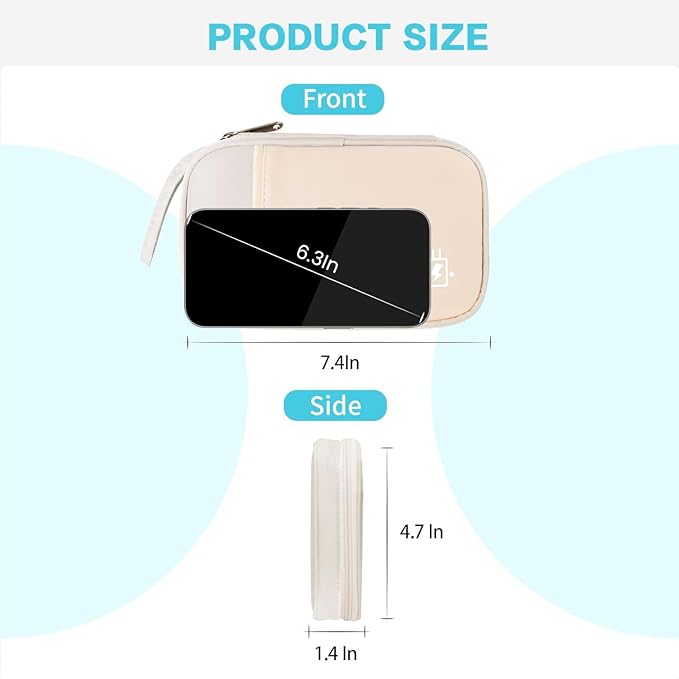 Electronics Travel Organizer,Portable Waterproof Electronic Travel Storage Bag for Small Charging Cord Storage,Charger,Small Electronics,SD Card etc,for Travel,Business -Beige
