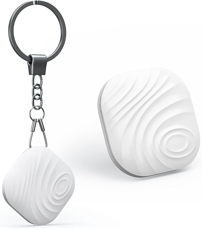 Key Finder, Bluetooth Tracker Item Locator with Key Chain for Keys Pet Wallets or Backpacks and Tablets, Batteries Include (White, 1 Pack)