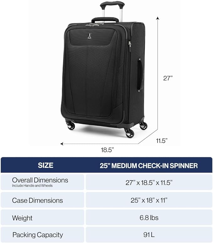 Travelpro Maxlite 5 Softside Expandable Checked Luggage with Spinner Wheels, Lightweight, 25-Inch — Orchid Pink Purple