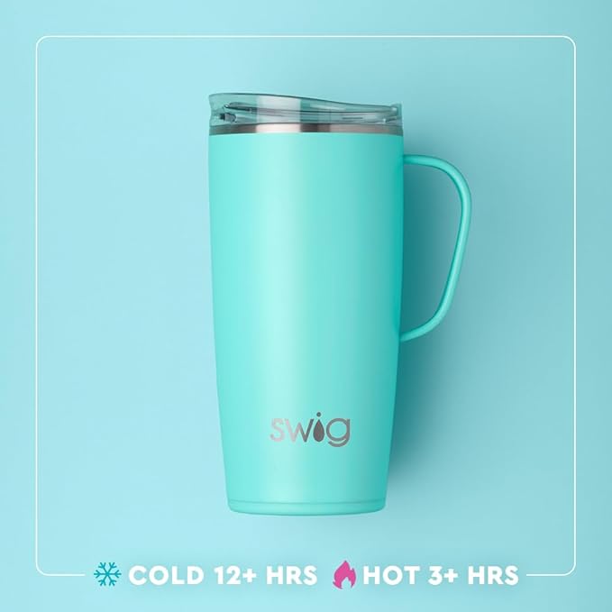 Swig Life 22oz Travel Mug, Insulated Tumbler with Handle and Lid, Travel Coffee Mug, Cup Holder Friendly, Stainless Steel 22 oz Tumbler, Reusable Insulated with Lid (Kansas)