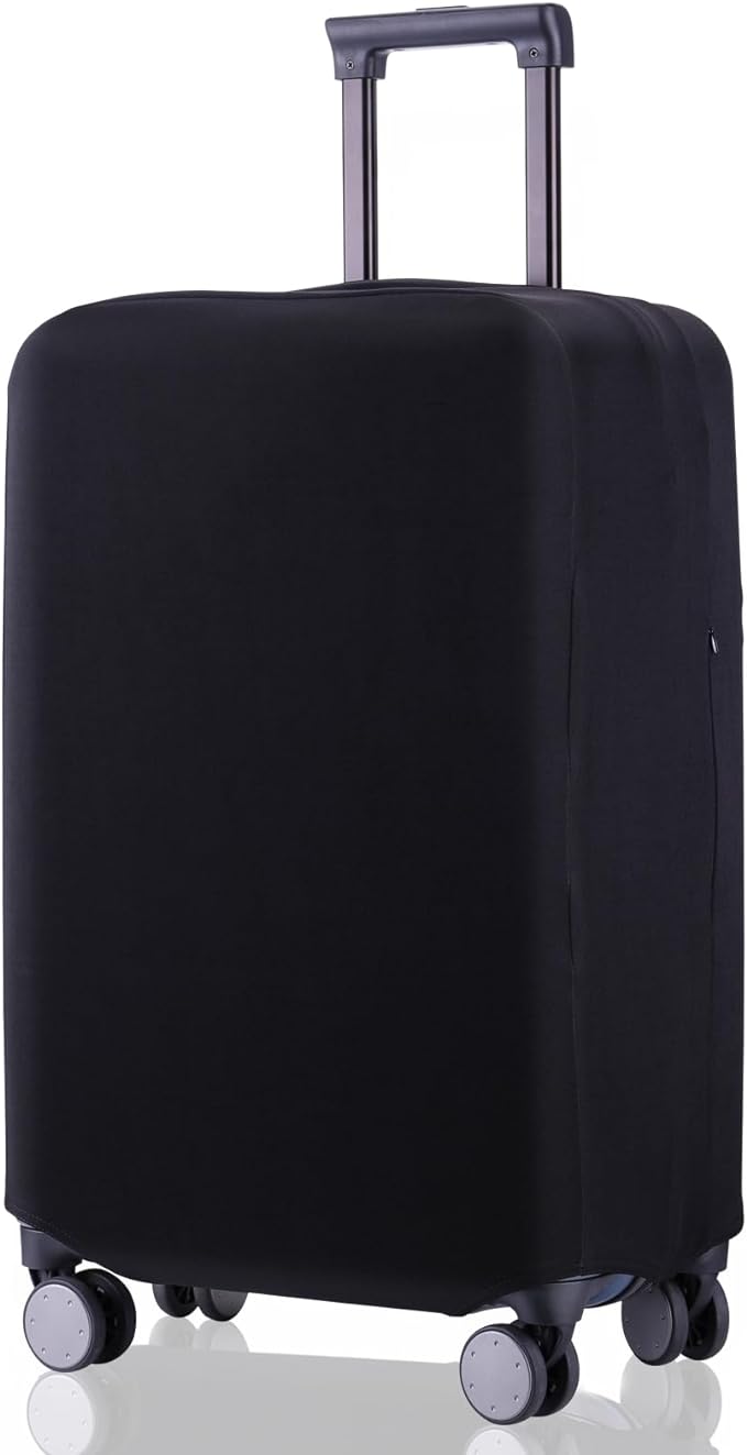 Travel Luggage Cover Suitcase Protector Scratch-Resistant Fit 19-31 Inch Suitcase, Not Included Suitcase (Black, XL(28-29inch))