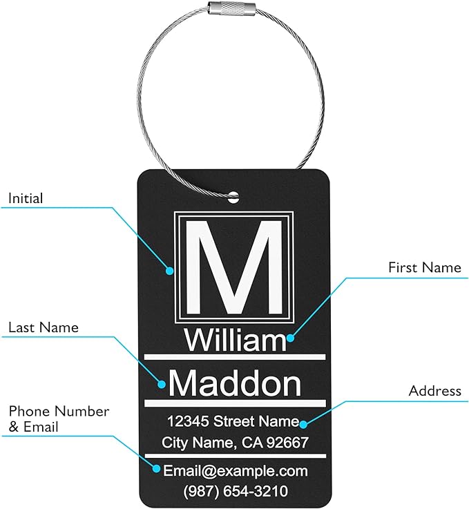 Luggage Tags for Suitcase - Personalized Engraved Metal Tag for Cruise Travel - Pink Custom Name Tags Suitable for Bags and Backpack