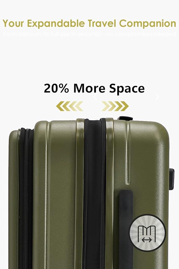 HotWay 24 Inch Expandable Front Opening Checked Luggage with Cup Phone Holder and USB Port, Lightweight Hardshell Suitcase with Wheels and TSA Aproved Locks