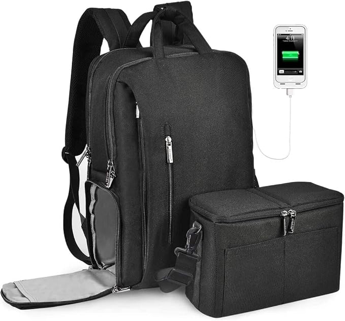 CADeN DSLR Camera Backpack Bag Waterproof Anti Theft with 15.6 inch Laptop Compartment, USB Charging Port, Tripod Holder, Rain Cover, Inner Case, Compatible for Sony Canon Nikon Olympus Black