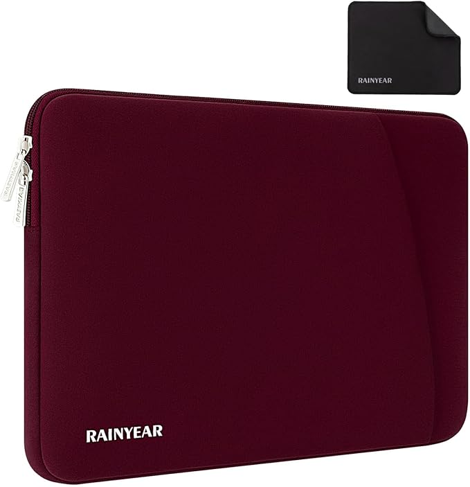 RAINYEAR Laptop Sleeve Case with Front Pocket, 13.3 Inch Protective Portable Case Briefcase Laptop Bag Cover Compatible with MacBook Air/Pro 13-13.3 inch, MacBook Pro/Max 14 inch, Red
