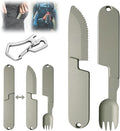 Kopak 2 in 1 Camping Eating Utensils Set,Reusable Magnetic Camping Utensils Set,Portable Detachable Pocket Combination Knife,Fork and Spoon Tool for Fishing Travel Outdoor Survival