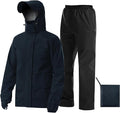 iCreek Rain Suit Waterproof Jacket with Pants 2 Pieces Breathable Lightweight Packable Raincoat with Hooded Rain Gear Unisex
