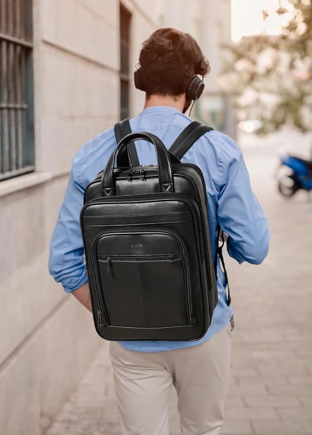 Shrrie 15.6" Laptop Backpack,Business Work Backpack Briefcase,Durable Computer Backpack for Office,Travel,College,Two-tone Black