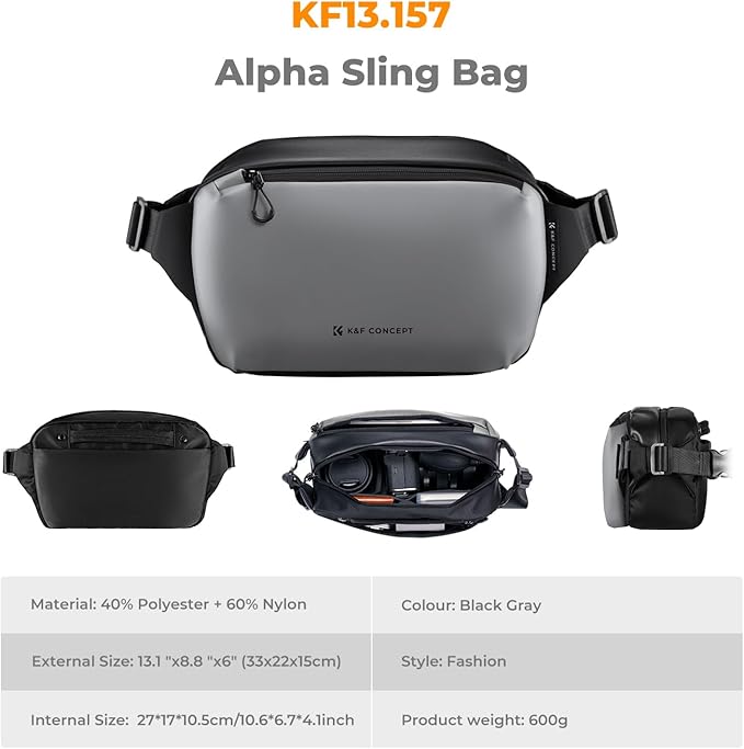 K&F Concept 2 in 1 Sling Bag Everyday Shoulder Bag & Multifunction Photography Crossbody Camera DSLR Backpack Portable Bag