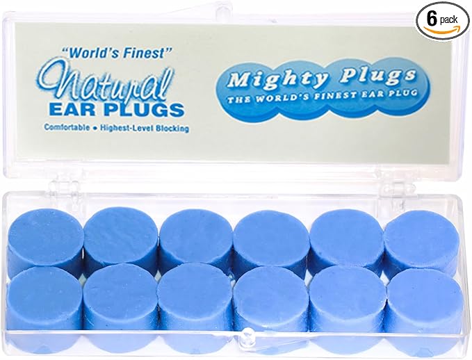 Pure Beeswax Earplugs – NRR 34 Noise Cancelling Ear Plugs for Sleeping, Snoring, Swimming & Loud Noise (6 Pairs)