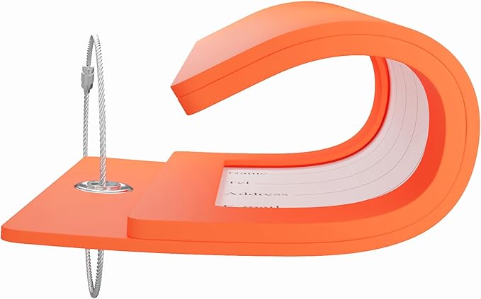 Gostwo 2 Pack Luggage Tags for Suitcases, 26 Initial Letter Travel Luggage Baggage Identification Labels ID Tag Fully Bendable Tags with Stainless Steel Loop (Orange) (Letter D)