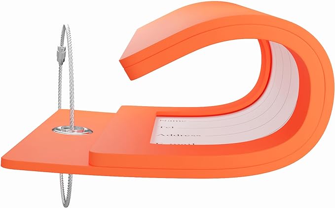 Gostwo 2 Pack Luggage Tags for Suitcases, 26 Initial Letter Travel Luggage Baggage Identification Labels ID Tag Fully Bendable Tags with Stainless Steel Loop (Orange) (Letter S)