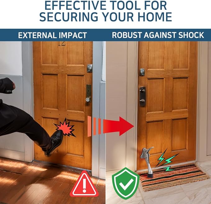 One Touch Kickdown Door Stopper, Door Holder, Heavy Duty Door Stops, Bottom of Door, Height-Adjustable Rubber Tips by HASHI (White 4 inch x 2pack)