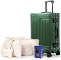 All Aluminum Carry On Luggage，Cut from Whole Aluminum Sheet，22x14x9 Airline Approved ，（3rd Generation，Premium Metal zipperless suitcase ） (green, 24inch)