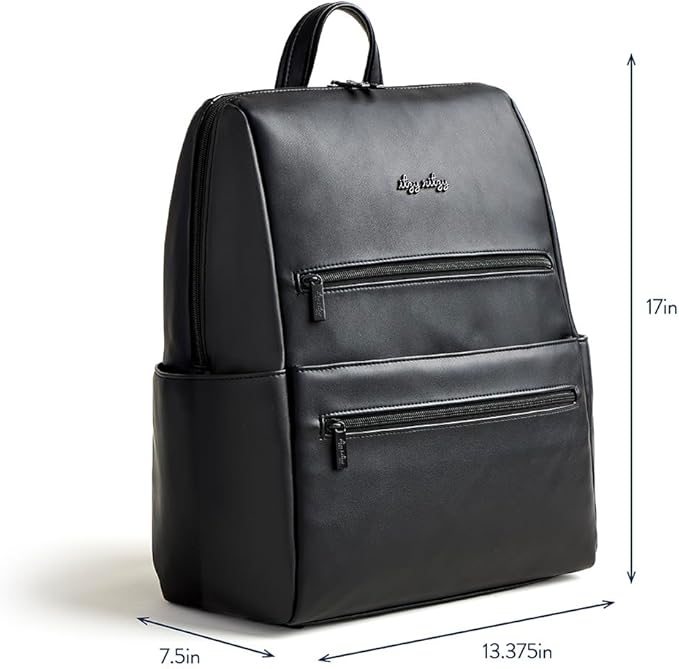 Itzy Ritzy Eras Diaper Bag Backpack – Large Capacity Sleek Daddy Diaper Bag for Men Featuring Neutral Design, 15 Pockets, Changing Pad, Stroller Straps, and Comfortable Backpack Straps, Black