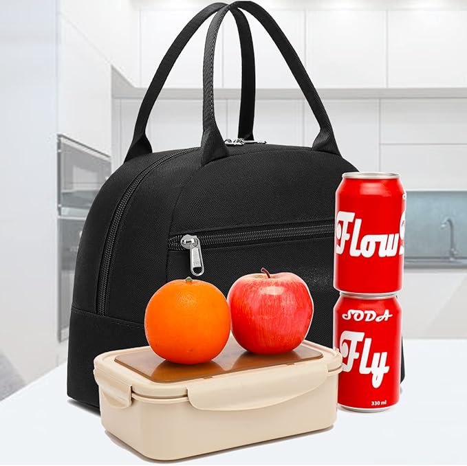 FlowFly Insulated Lunch Cooler Bag - Tote Bag Organizer for Women/Men, Black