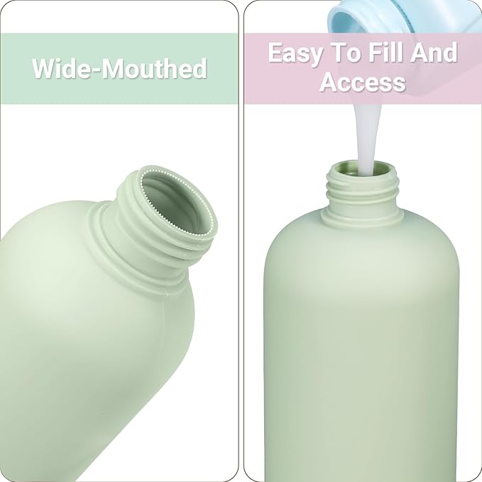 ASEVAT 8.8oz 4Pcs Plastic Refillable Travel Shampoo And Conditioner Bottles With Flip Cap