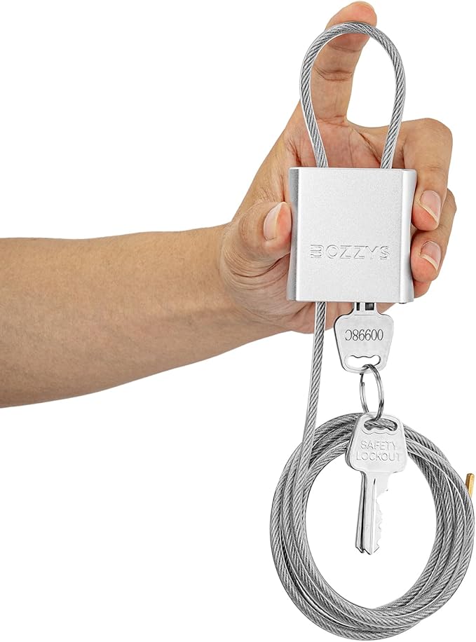 Adjustable Cable Locks with 3 Keys | 6.56ft L x 1/6in D Aluminum Steel Cable Padlock for Bikes, Gate, Lockers & Outdoor Gear | Keyed Different & Silver