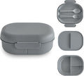 mushie Kids Bento Lunch Box | 3-Compartment & Removable Divider + Fork & Spoon Utensils | Great For Meals, School, Snacks On-the-Go | Dishwasher Safe (Smoke)