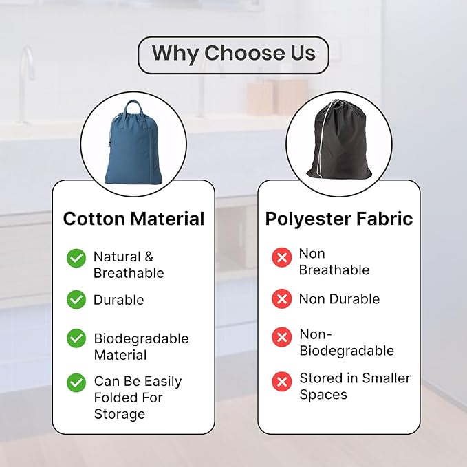 LFH Home Cotton Canvas Large Laundry Bag with Handle, Heavy Duty Drawstring Closure Washable Laundry Bags, School Travel, Home, Hotel, College Dorm, Organizer Sack, Toys Clothes 28x36-Sky Blue