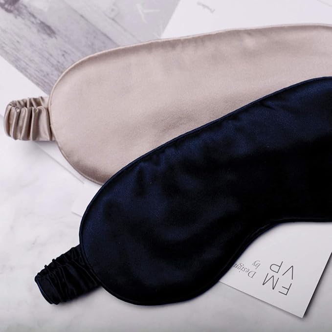 Silk Sleep Mask Light Blocking Luxury 100% Mulberry 19mm Silk Eye Mask Eye Cover Blindfold Ultra Soft Light & Comfy Anti Aging Skin Care with Travel Bag Gift Package