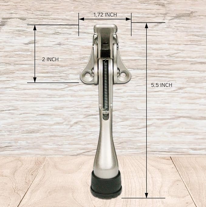 Door Stopper, One-Touch semi-Automatic Metal Door Stopper, with Non-Slip Rubber Tip for Wood, Concrete, Tiled, and Carpeted Floors (4inch x 1pack, Gold)