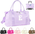 Daughter Niece Gifts for Teen Girl Kids, Initial Travel Duffel Bag Sports Gym Bag Personalized Gifts Weekender Bag，Monogram Overnight Bag Cute Dance Bag Birthday Bridesmaid Gifts for Women(Purple, E)