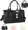 Initial Travel Duffel Bag Sports Gym Bag for Boys Teen Birthday Gifts,Black Personalized Weekender Bag Carry On Tote Bags for Men,Waterproof Overnight Luggage Bag Airplane Travel Essentials(Letter I)