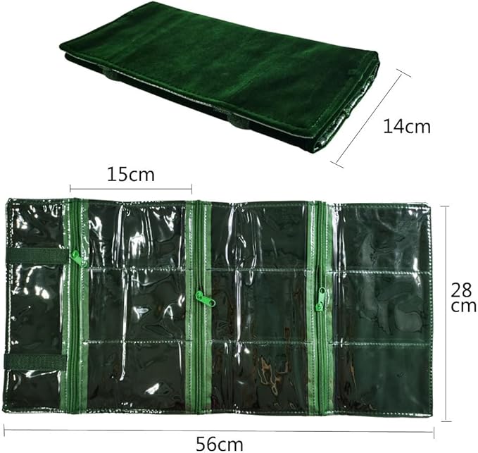 Travel Jewelry Roll Bag Portable Organizer Pouch With Grids&PVC Cover Storage Bags for Necklace, Bracelet, Bracelet,Ring, Badge, Pendant