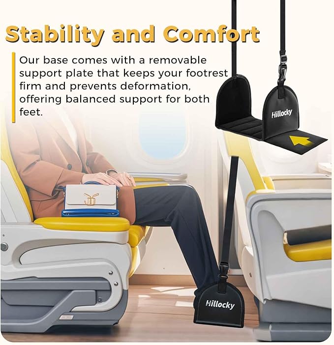 1 Pack - Foot Hammock for Plane Travel, Portable Airplane Foot Hammock with Memory Foam and Hardboard, Airplane Travel Essentials