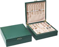 2-layer jewelry box，Jewelry Organizer with Handle，with hanging necklace hooks, detachable jewelry trays, suitable for storing a large amount of jewelry gift box (Large-Green)