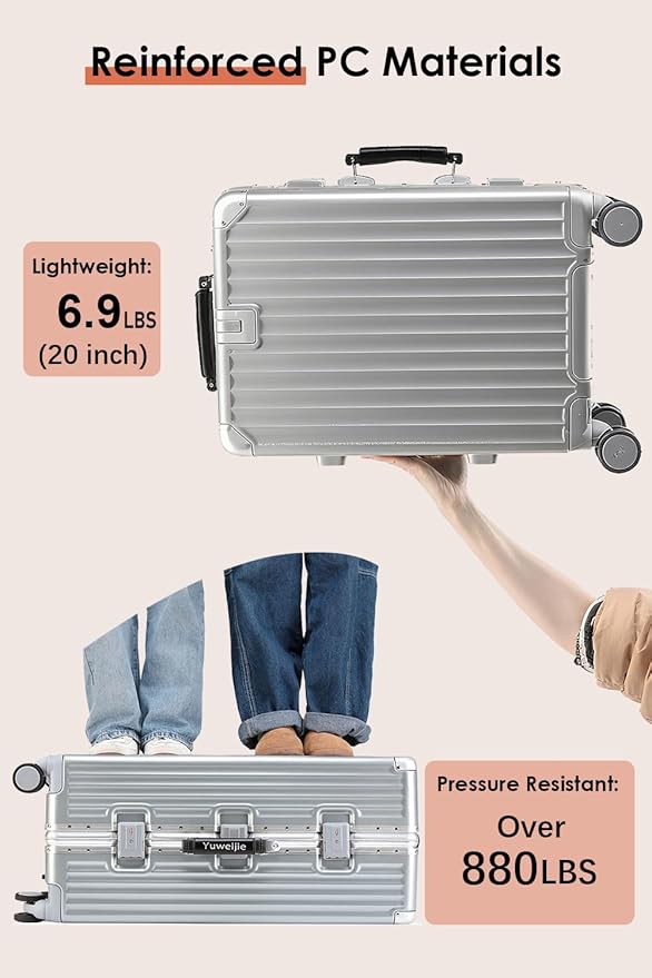 HotWay 20 Inch Carry On Luggage with Leather Handle, PC Zipperless Suitcase with Spinner Wheels and TSA Locks, 22x14x9 Airline Approved Luggage for Travel, White